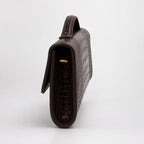 Croc Embossed Top Handle Clutch in Coffee
