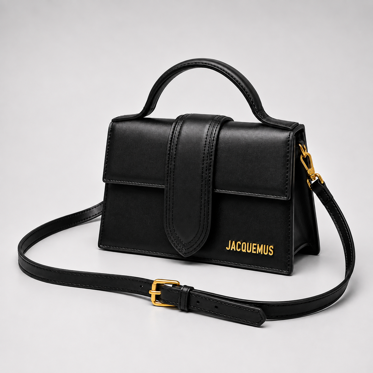 Jacquemus Bambino Top Handle Bag - Black Leather