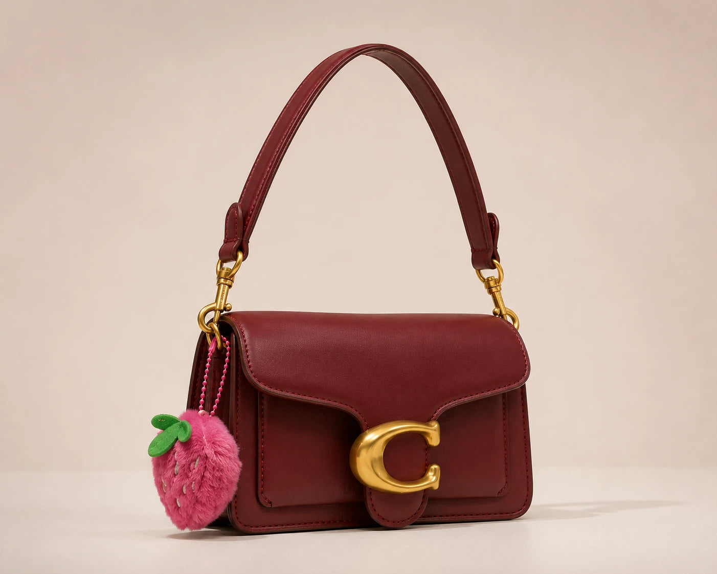 Signature Print Crossbody Bag with Gold Buckle
