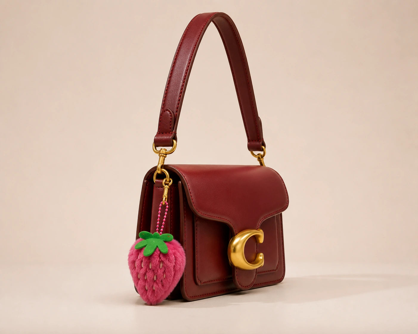 Signature Print Crossbody Bag with Gold Buckle