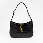 Luxury Black Croc Hobo Bag