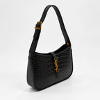 Luxury Black Croc Hobo Bag