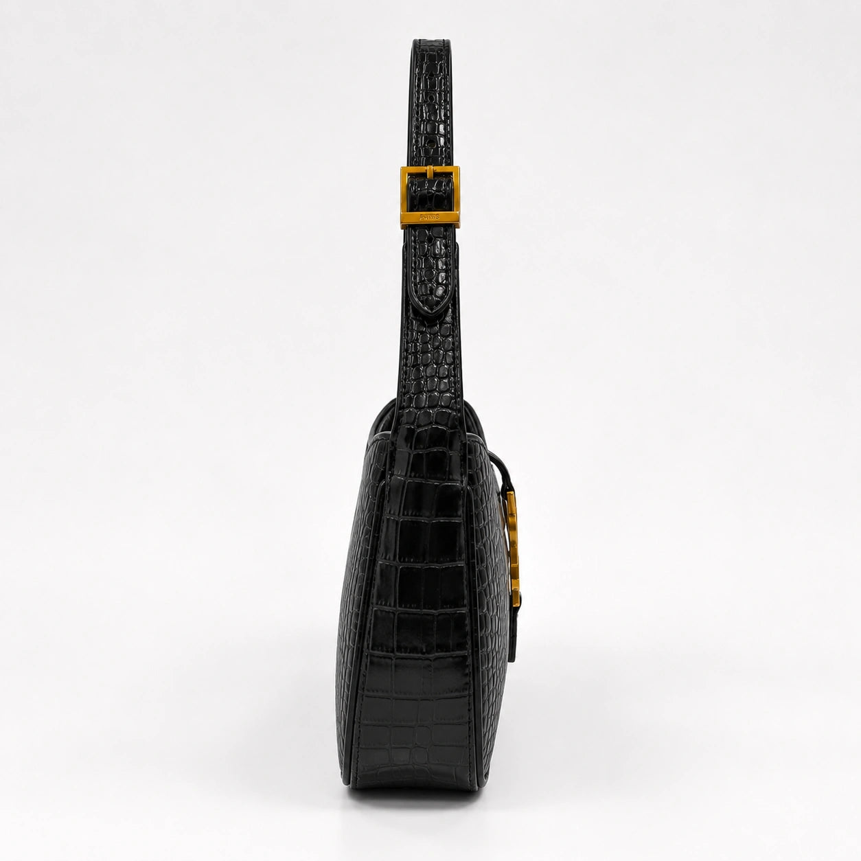Luxury Black Croc Hobo Bag