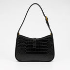 Luxury Black Croc Hobo Bag