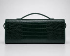 Croc Embossed Top Handle Clutch in Coffee