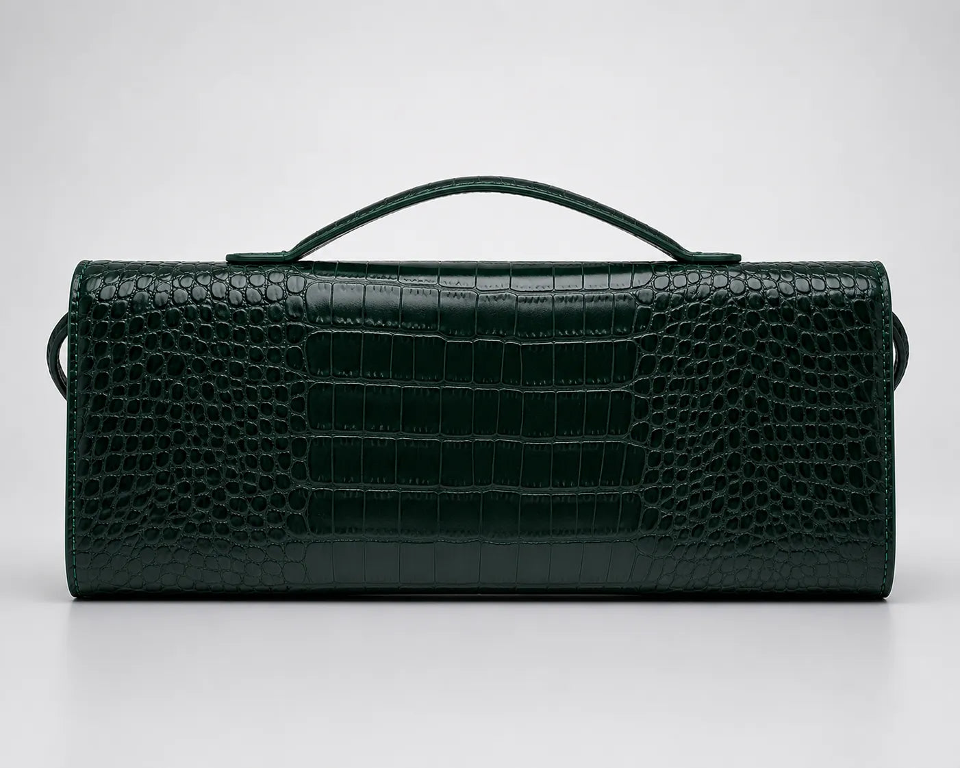 Croc Embossed Top Handle Clutch in Coffee