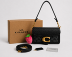 Signature Print Crossbody Bag with Gold Buckle