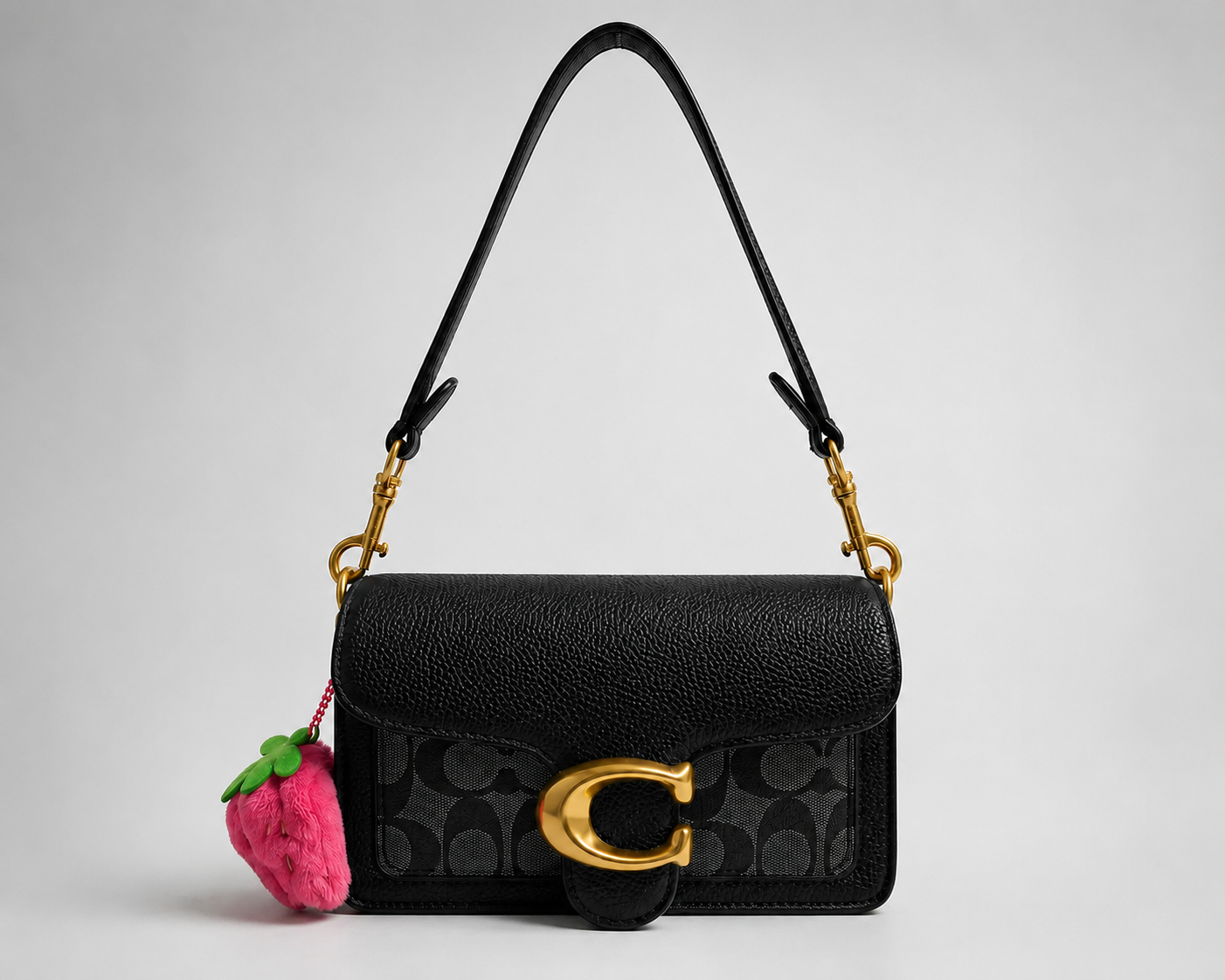 Signature Print Crossbody Bag with Gold Buckle