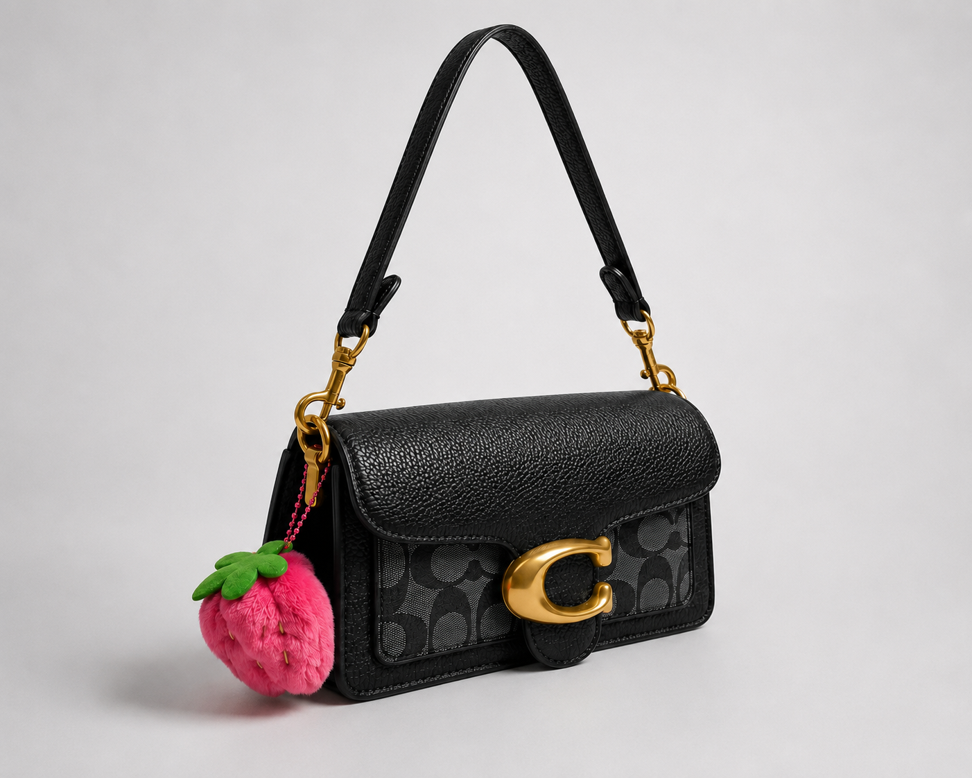 Signature Print Crossbody Bag with Gold Buckle