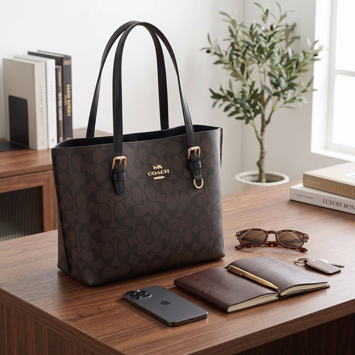 Coach Mollie Tote - Coffee And Black