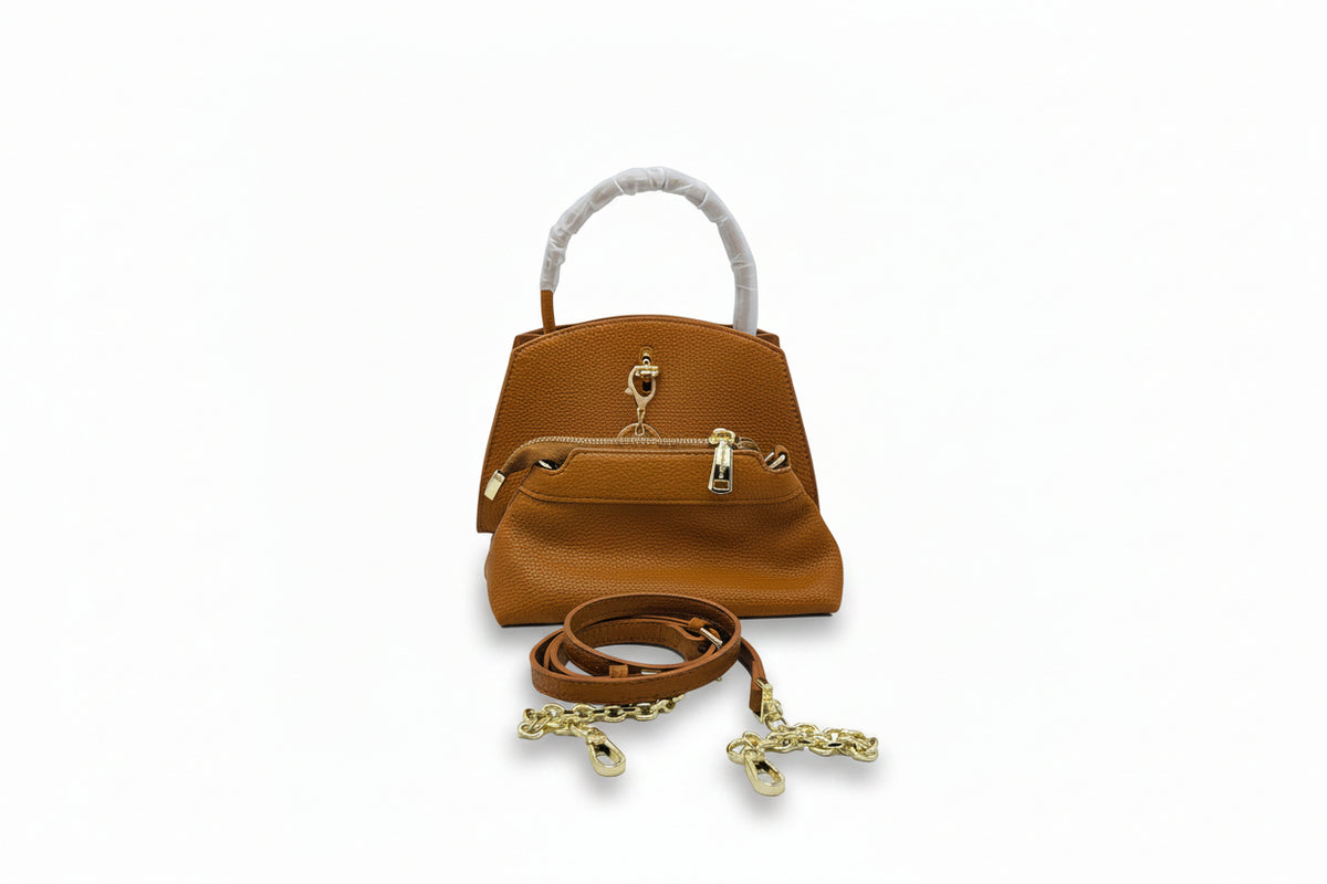 The "Dimantios" Noir Handbag Set Caramel