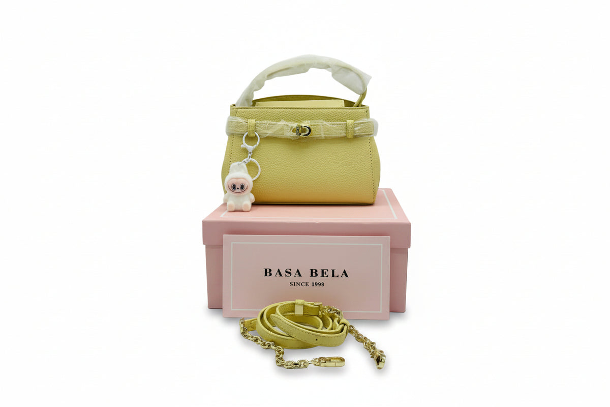 The "Dimantios" Luxe Basa Bela Satchel in Lemon Chiffon