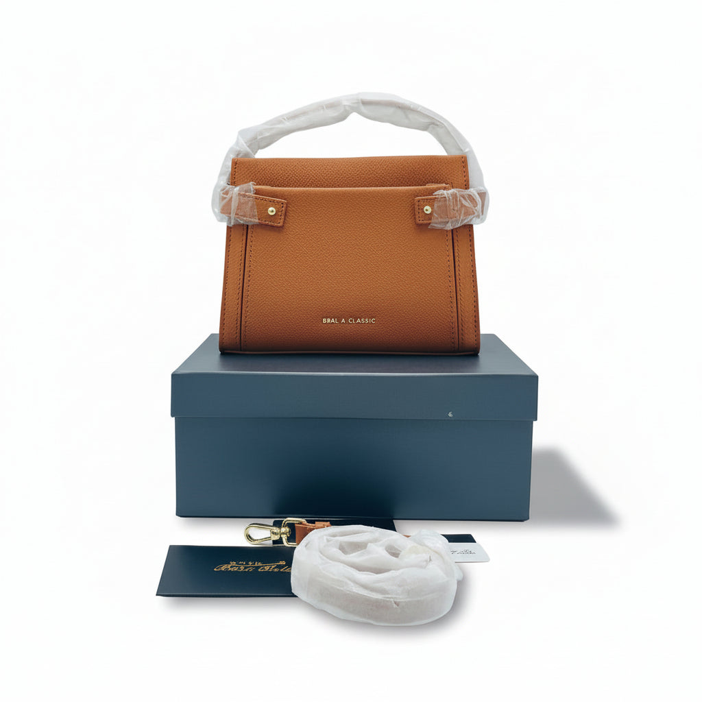 Basa Bela Classic Saffiano Satchel – Cognac Tan