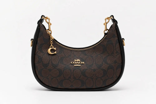 Coach Signature Crescent Moon Bag - Black Trim