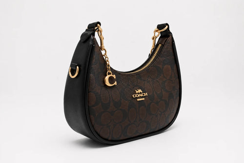 Coach Signature Crescent Moon Bag - Black Trim