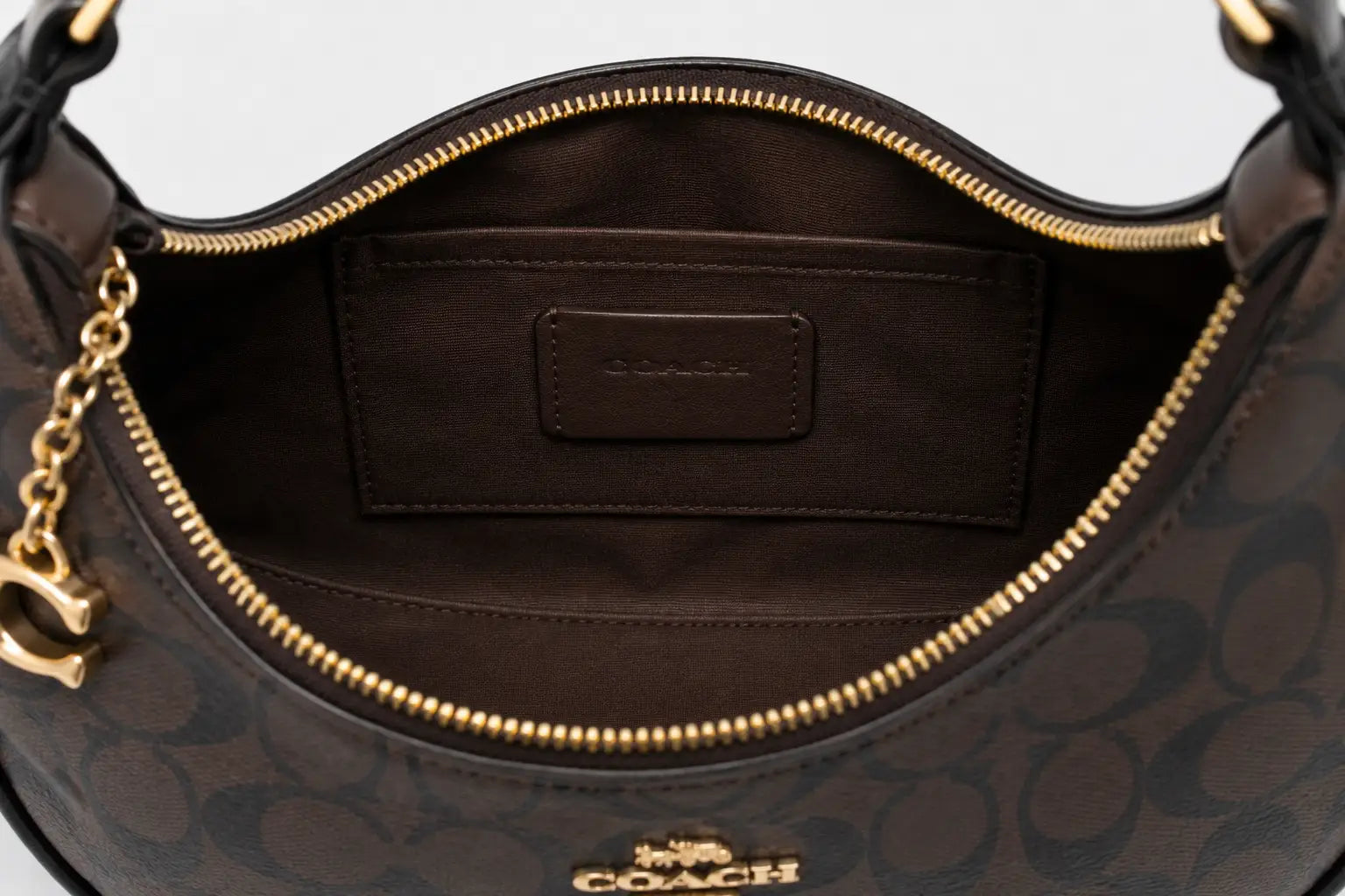 Coach Signature Crescent Moon Bag - Black Trim