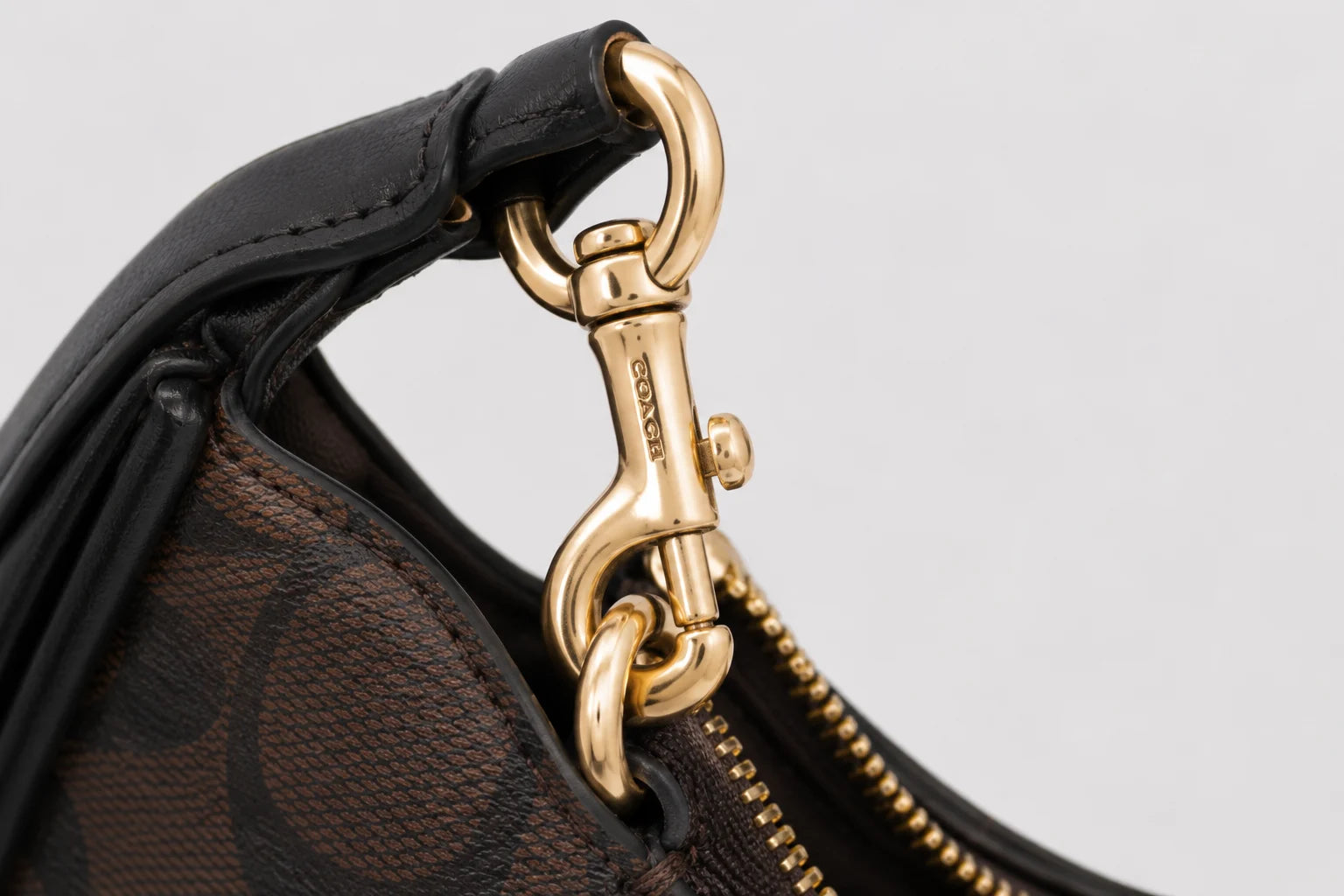 Coach Signature Crescent Moon Bag - Black Trim