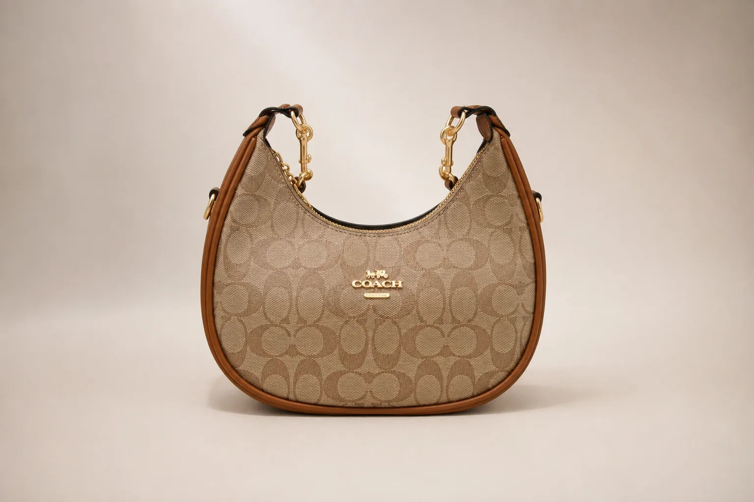 Coach Signature Crescent Moon Bag - Brown
