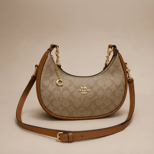 Coach Signature Crescent Moon Bag - Brown