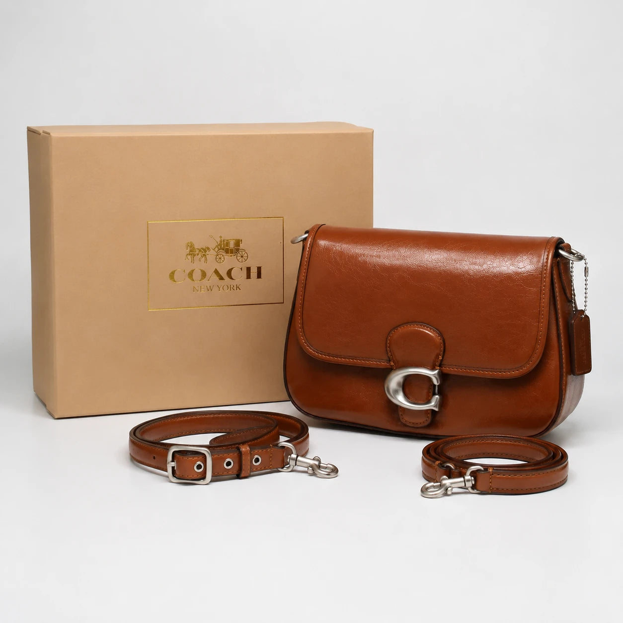 Coach Soft Tabby 26 Shoulder Bag Saddle Brown Leather