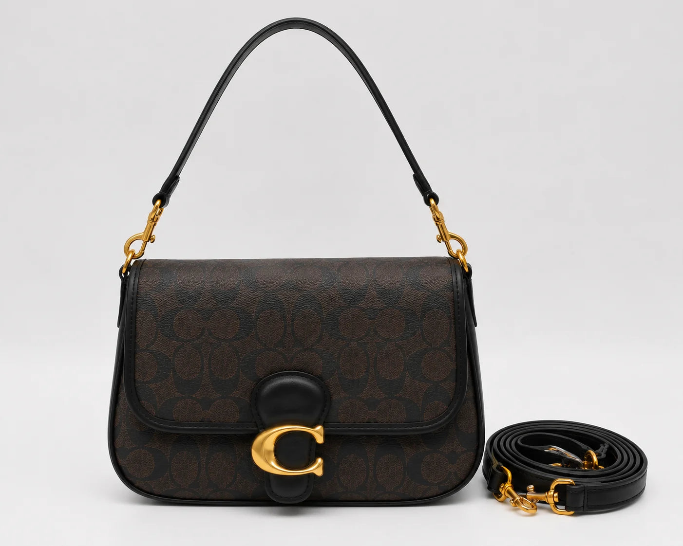 Coach Tabby Shoulder Bag Signature Brown-Black Canvas