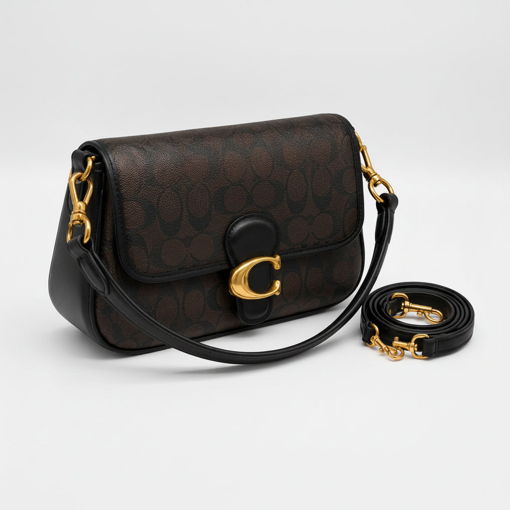 Coach Tabby Shoulder Bag Signature Brown-Black Canvas