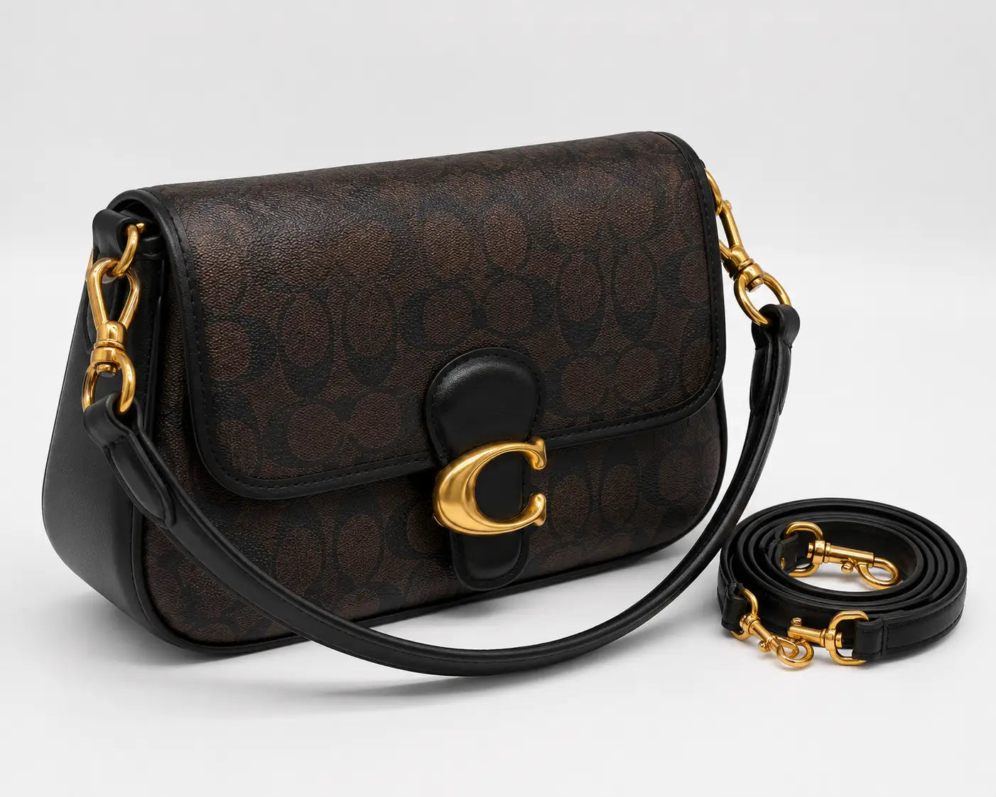 Coach Tabby Shoulder Bag Signature Brown-Black Canvas