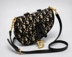 Dior Saddle Bag Jacquard - Beige And Black