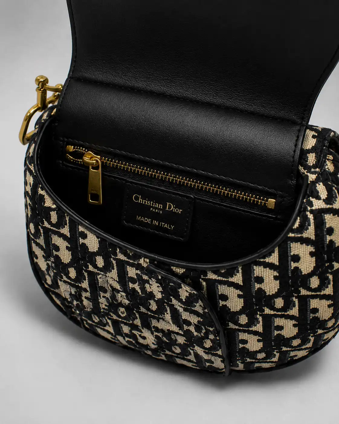 Dior Saddle Bag Jacquard - Beige And Black