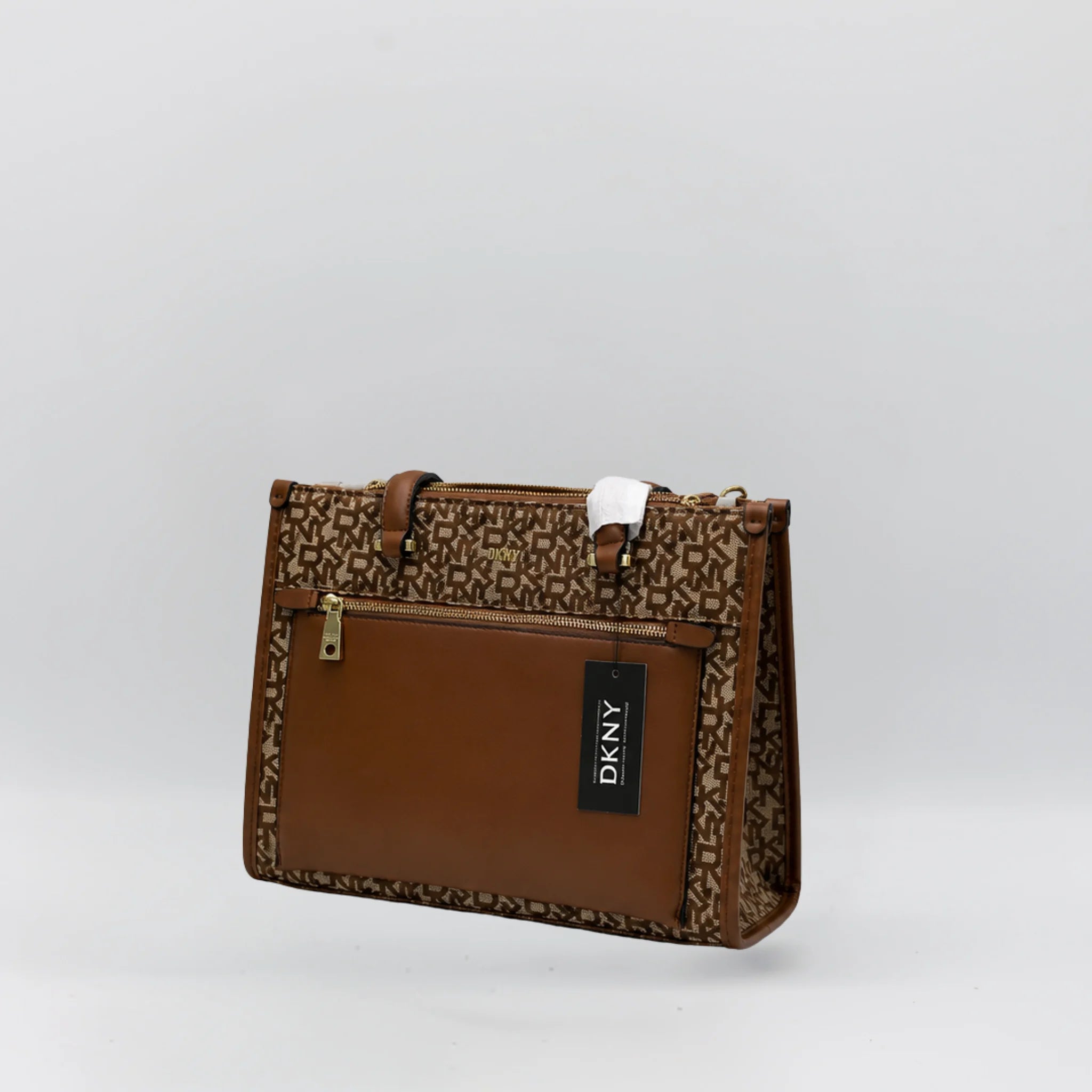 DKNY Canvas Box Bag - Brown Trim