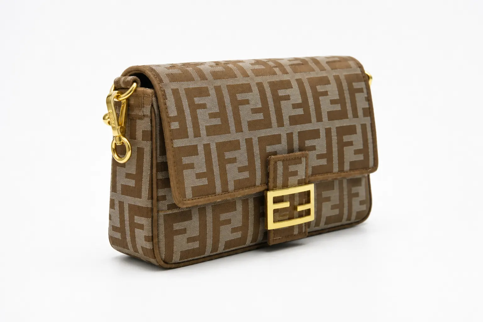 Fendi Baguette Shoulder Crossbody Bag - Khaki