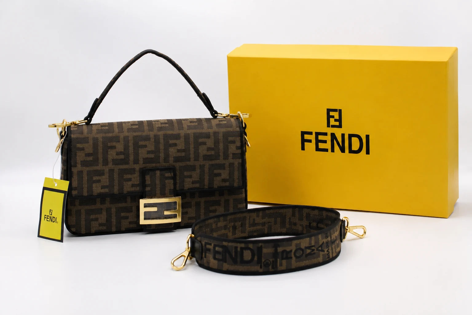 Fendi Baguette Shoulder Crossbody Bag - Taupe