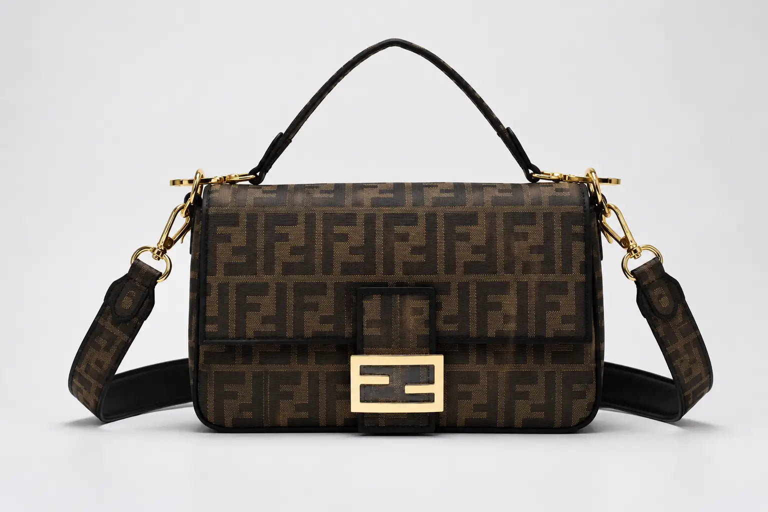 Fendi Baguette Shoulder Crossbody Bag - Taupe