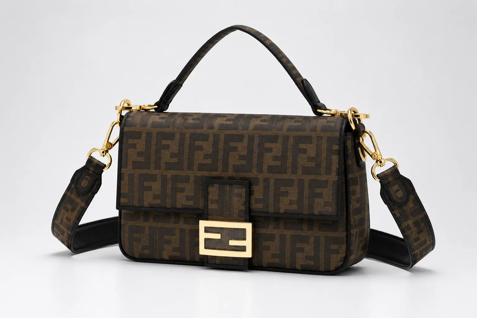 Fendi Baguette Shoulder Crossbody Bag - Taupe