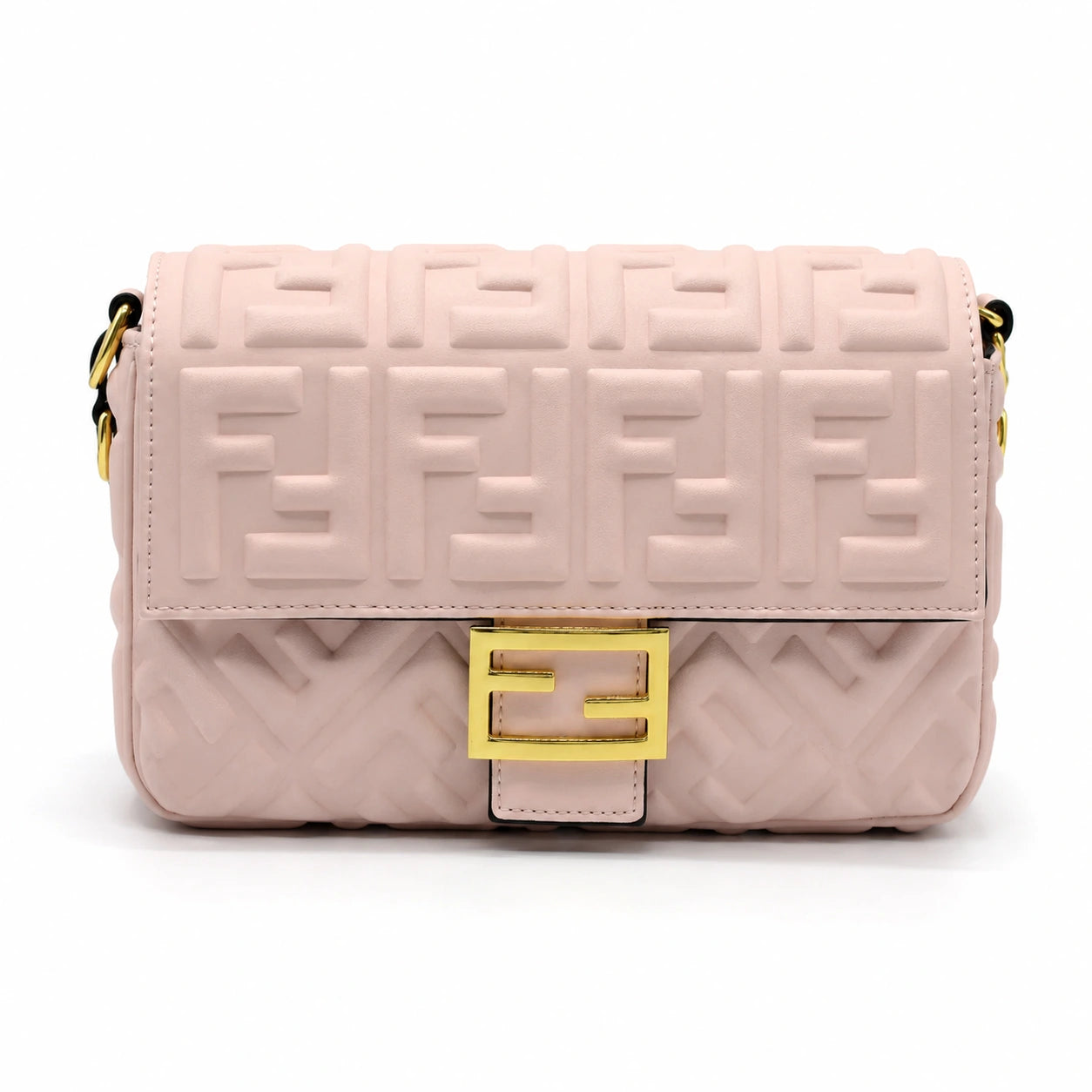 Fendi FF Embossed Top Handle Shoulder Bag - Pink