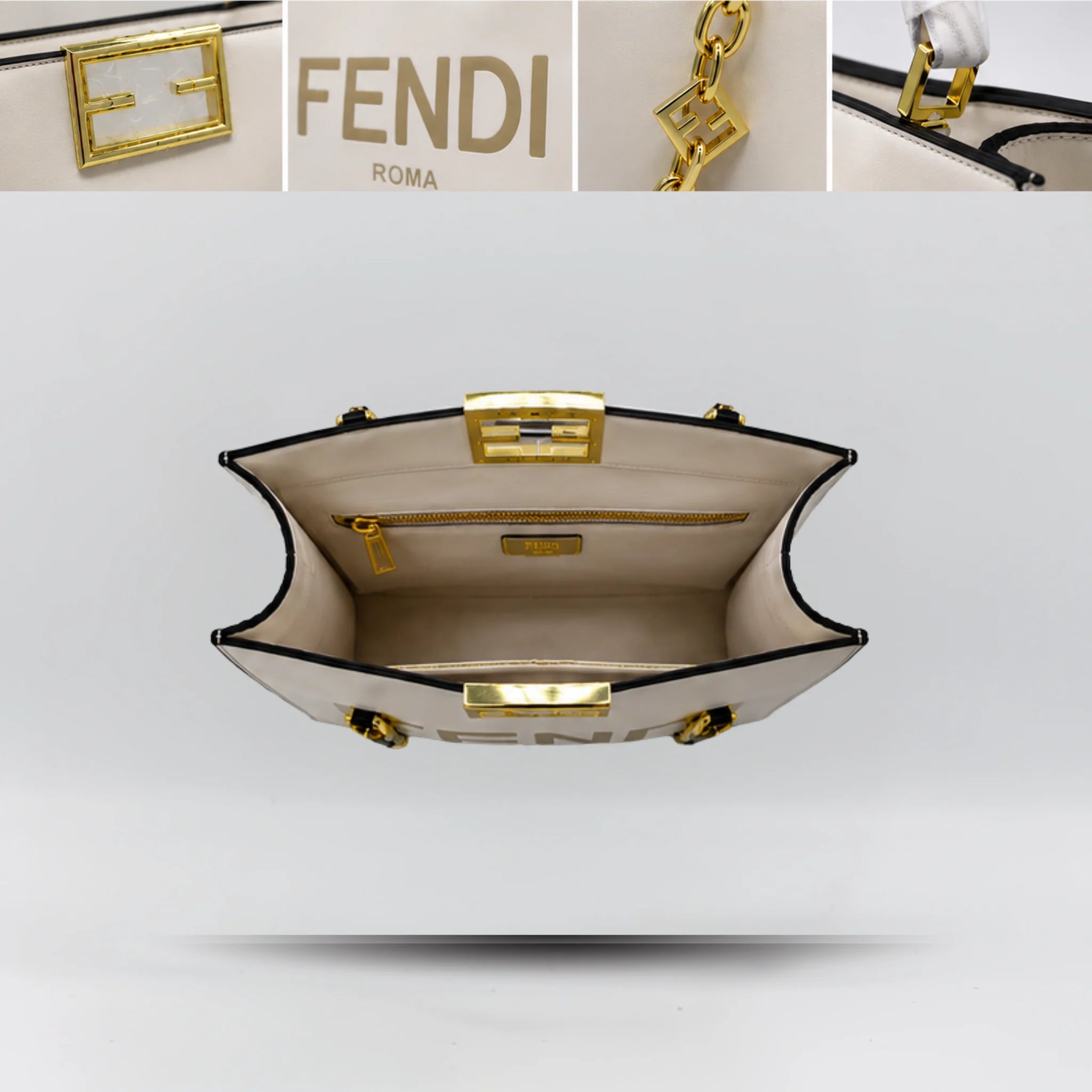 Fendi Roma 3 Strap Tote Bag - White