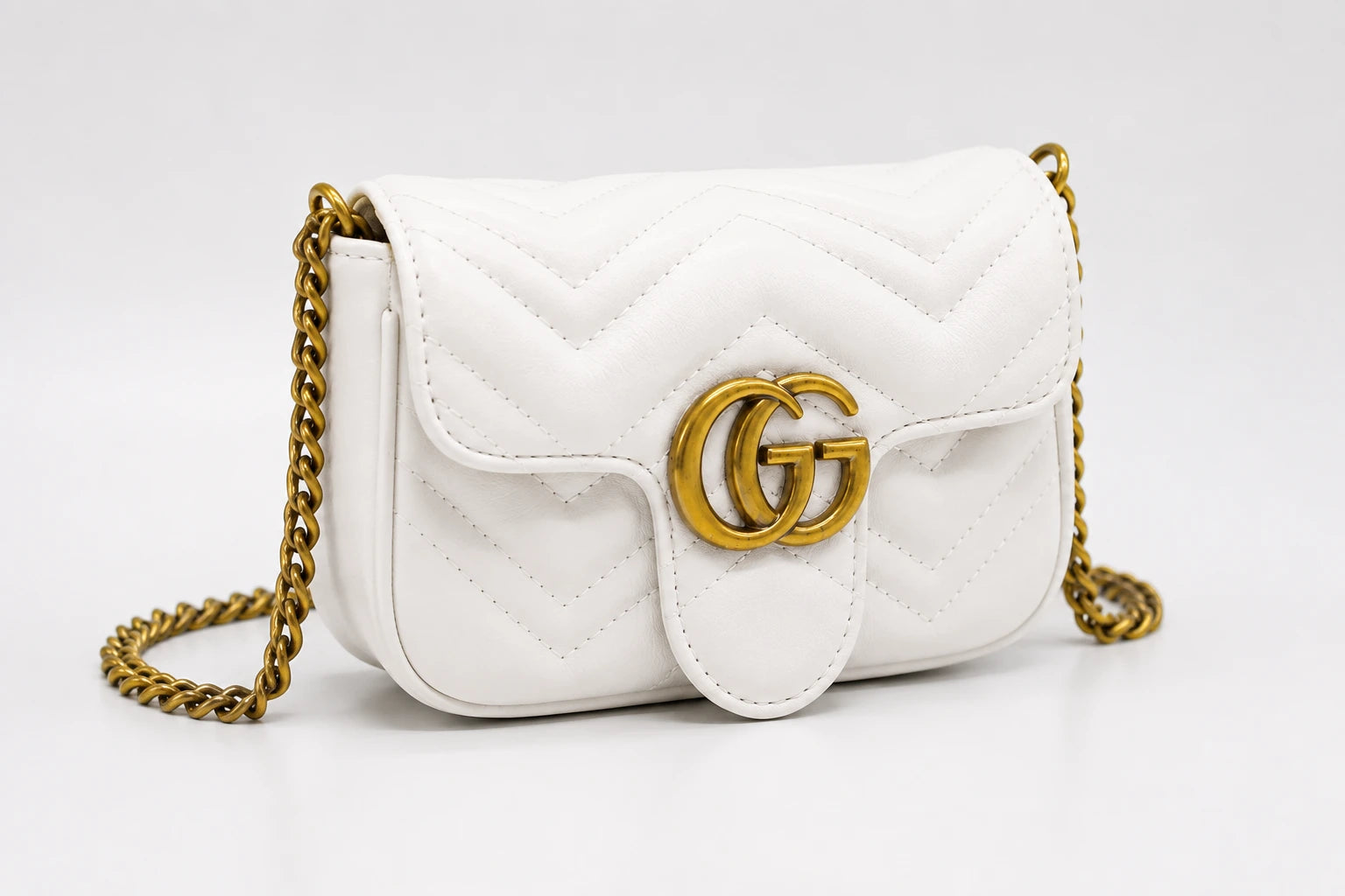 Gucci GG Marmont Mini 16.5 Shoulder Bag - White