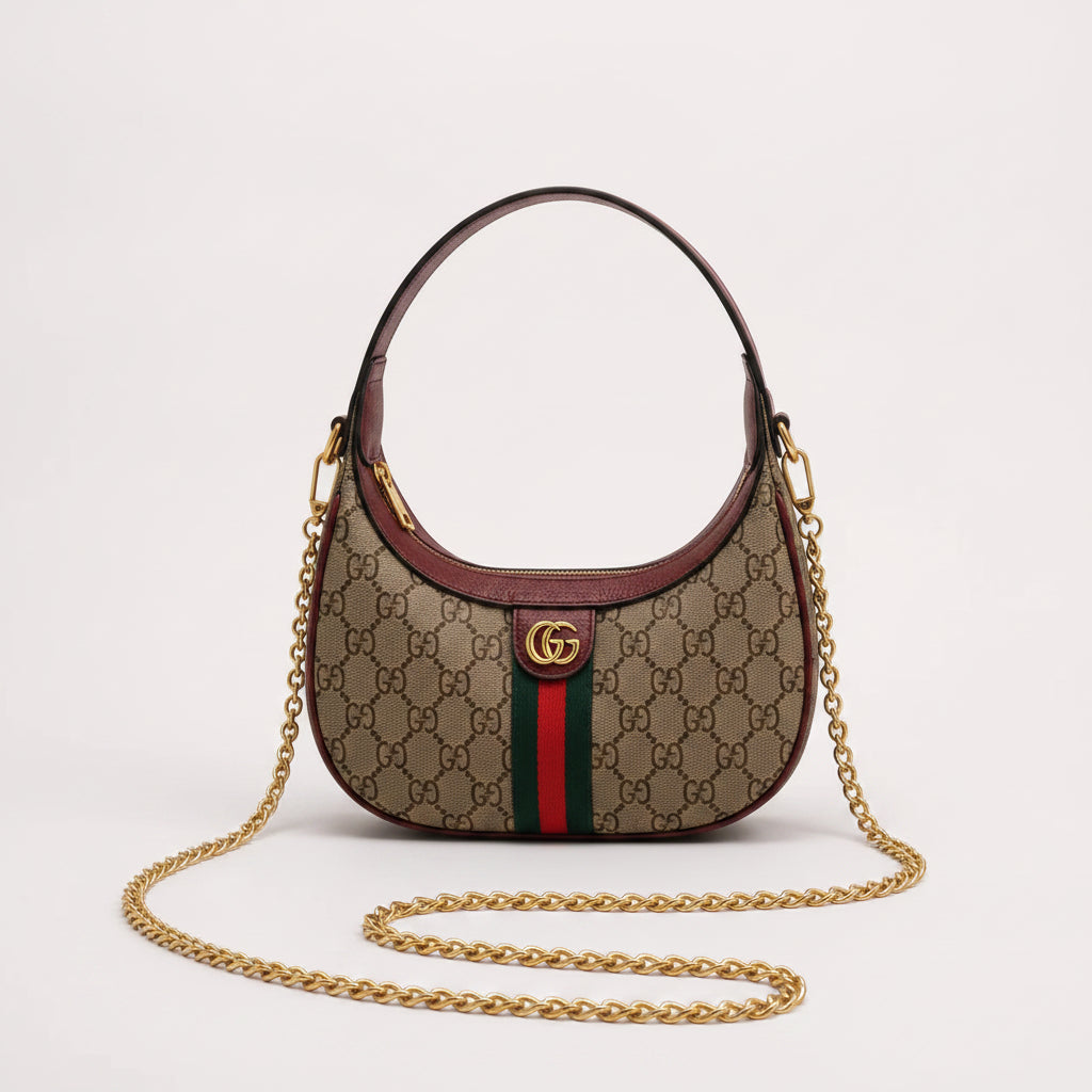 Gucci Half-Moon GG Chain Bag - Beige