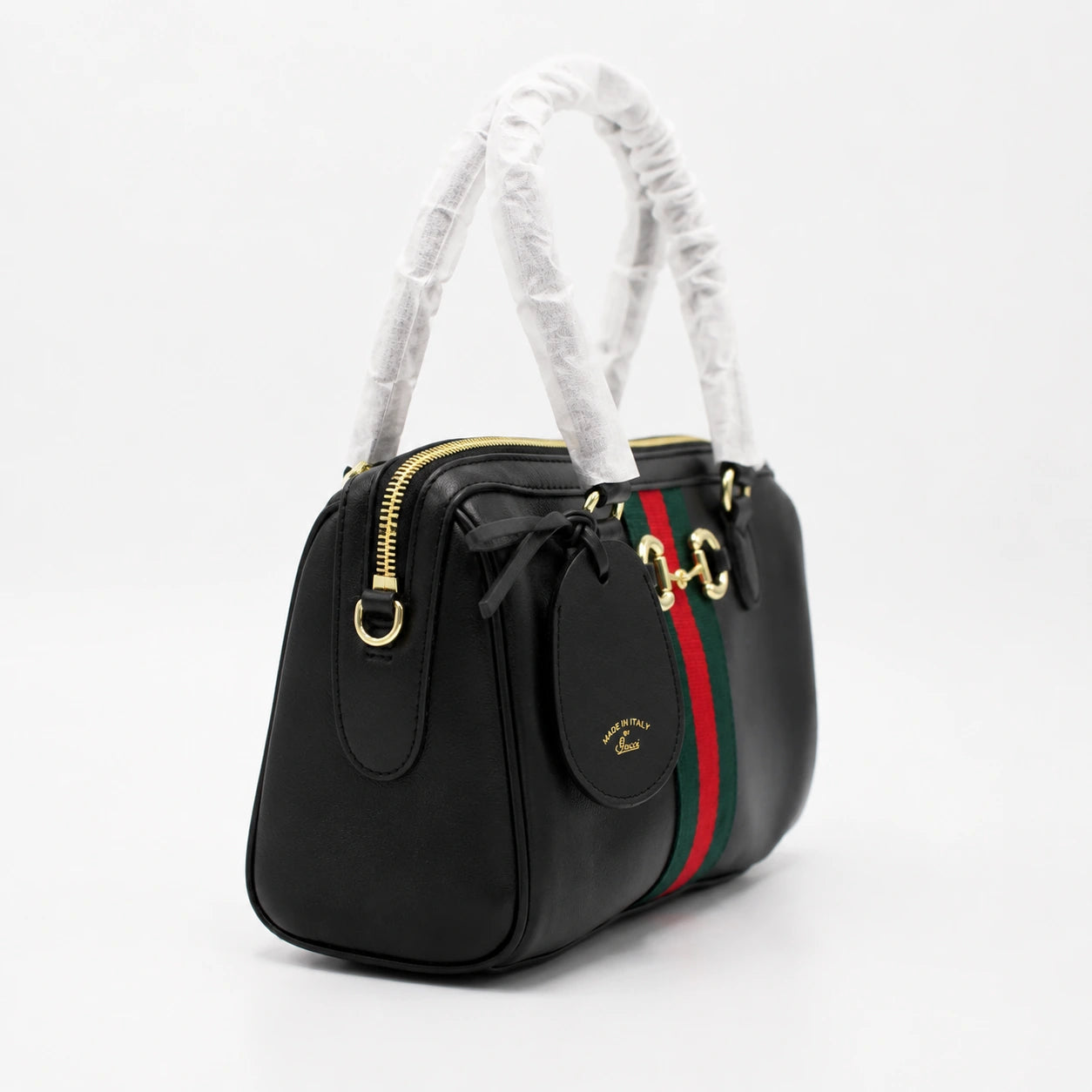 Gucci Horsebit 1955 Medium Boston Bag Top Handle Crossbody With Web Stripe