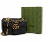 Gucci Small GG Marmont 22 Shoulder Bag - Black