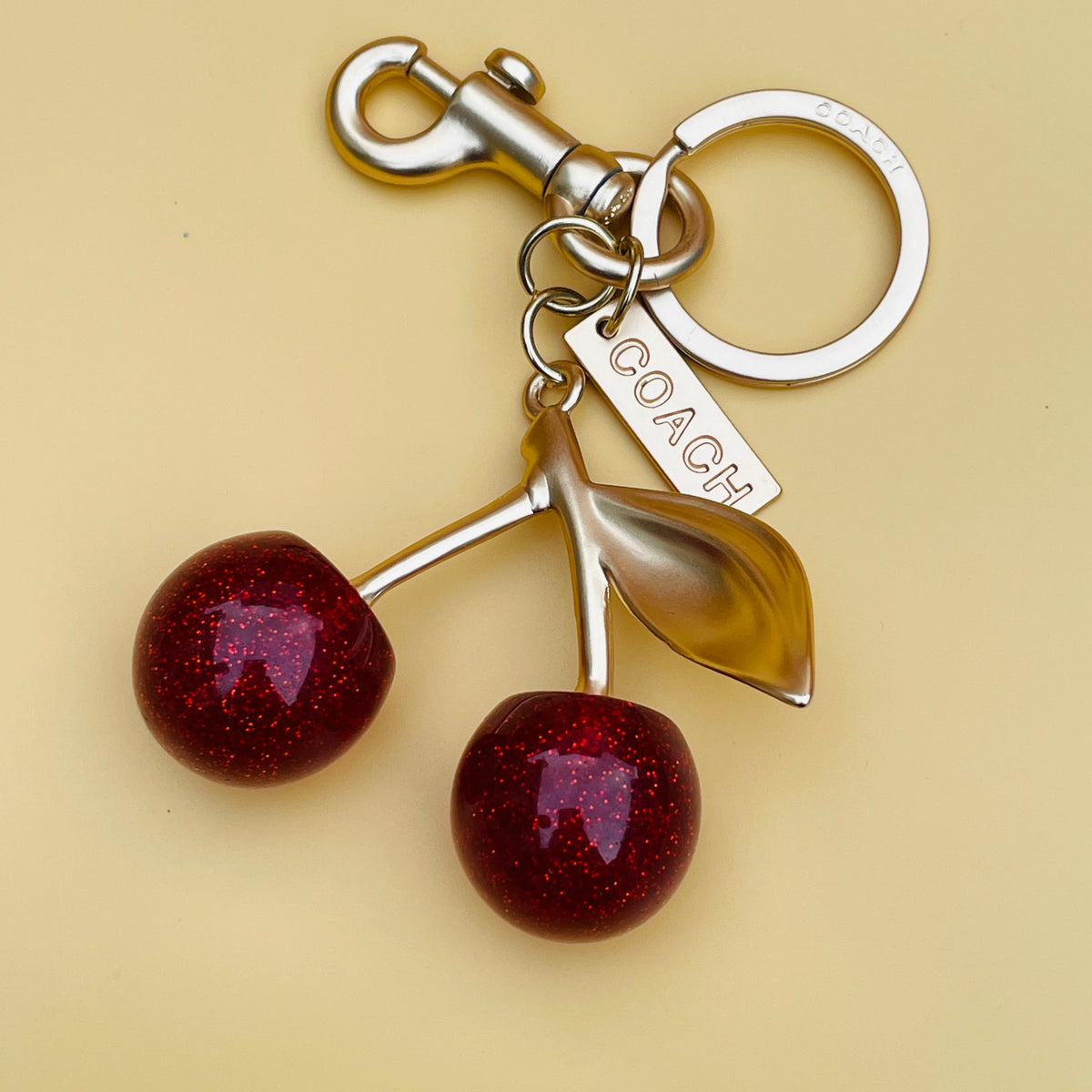 Ruby Sparkle Cherry Bag Charm