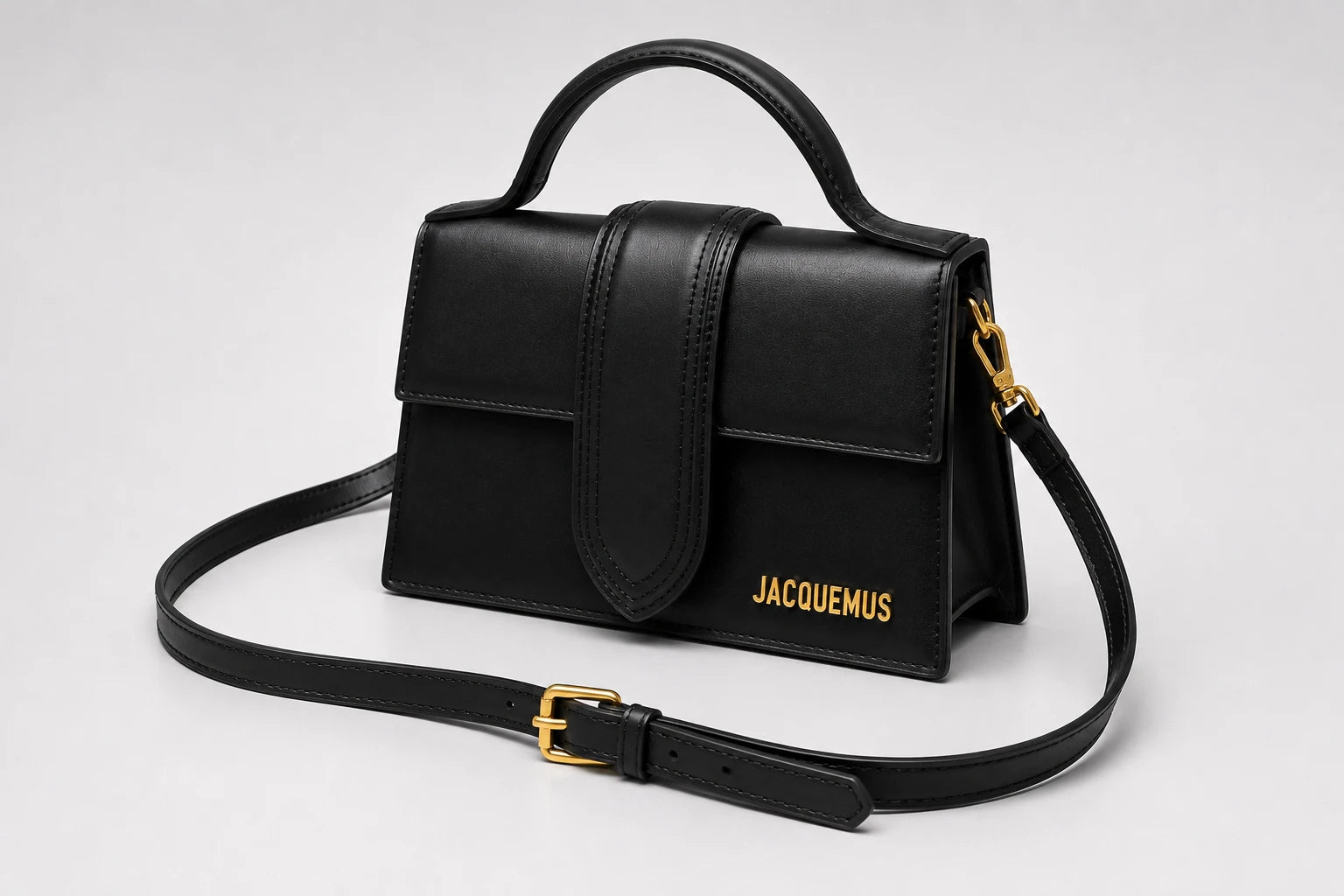 Jacquemus Bambino Top Handle Bag - Black Leather