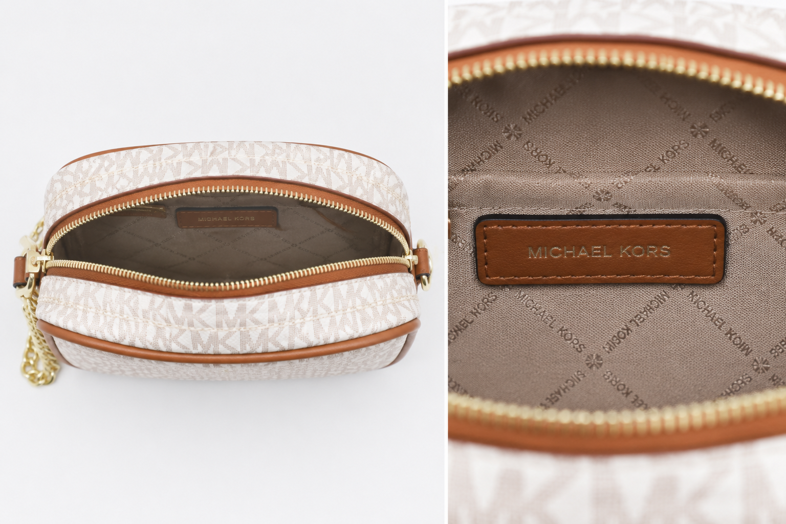 Michael Kors Jet Set Signature Bag - Beige Brown