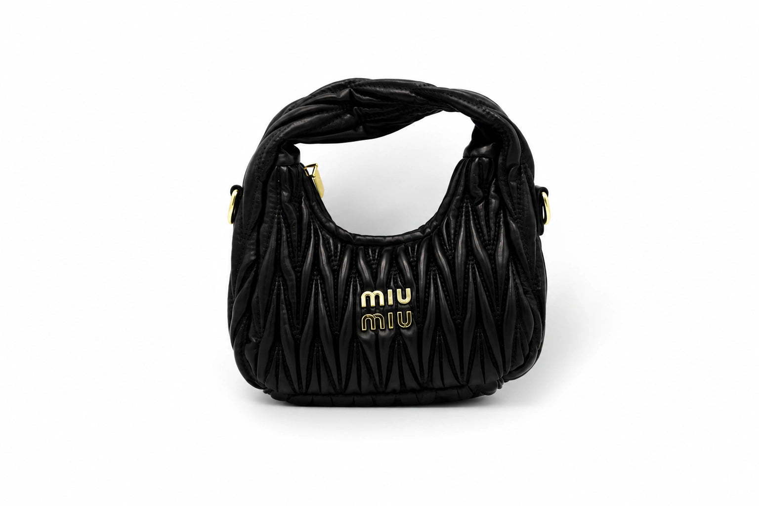 Miu Miu Wander Matelasse Hobo Mini Bag - Black Tone