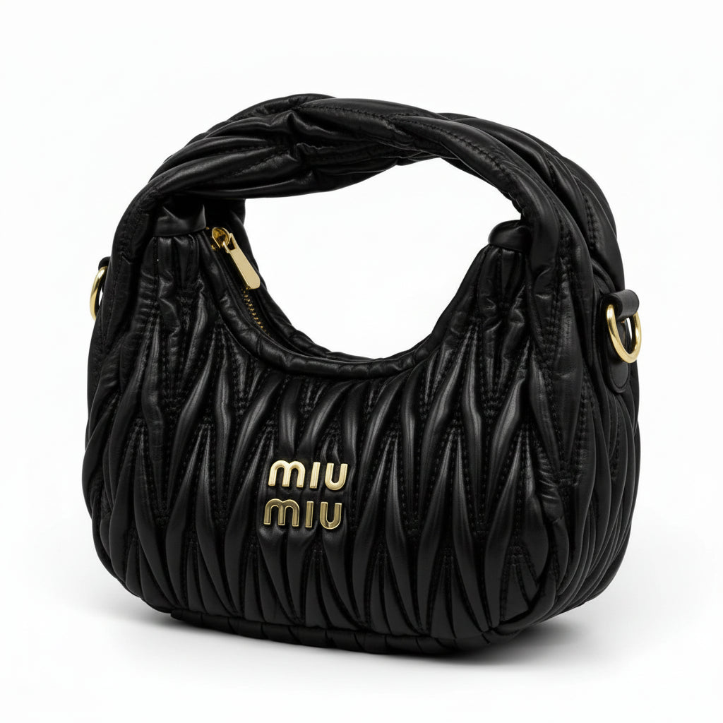 Miu Miu Wander Matelasse Hobo Mini Bag - Black Tone