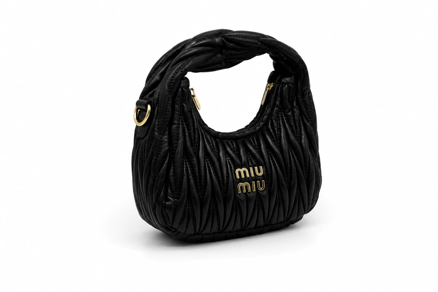 Miu Miu Wander Matelasse Hobo Mini Bag - Black Tone
