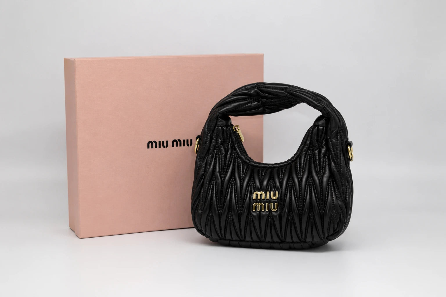 Miu Miu Wander Matelasse Hobo Mini Bag - Black Tone