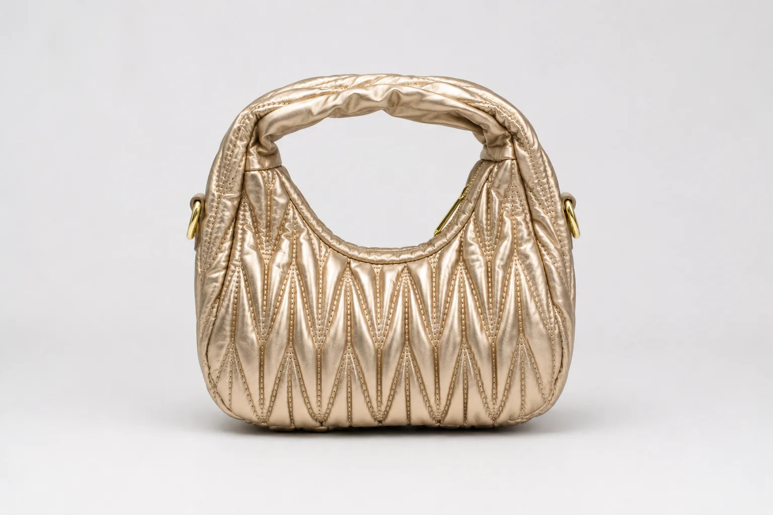 Miu Miu Wander Matelasse Hobo Mini Bag - Gold Tone