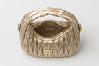 Miu Miu Wander Matelasse Hobo Mini Bag - Gold Tone