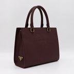 Prada Saffino Leather Bag - Maroon